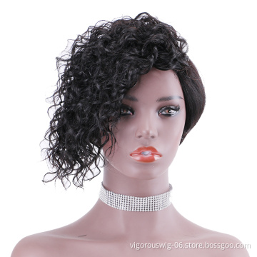 Short bob afro curly wholesale inch pixie cut wave black cheap glueless brazilian raw human hair wigs black women